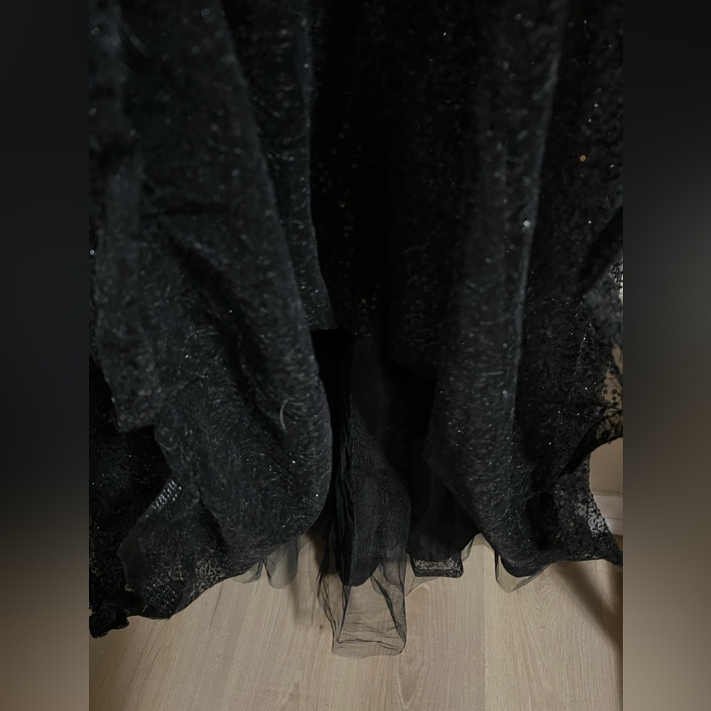 City Chic Black Sequin V-Neck Spaghetti Strap Gown - Picture 9 of 16